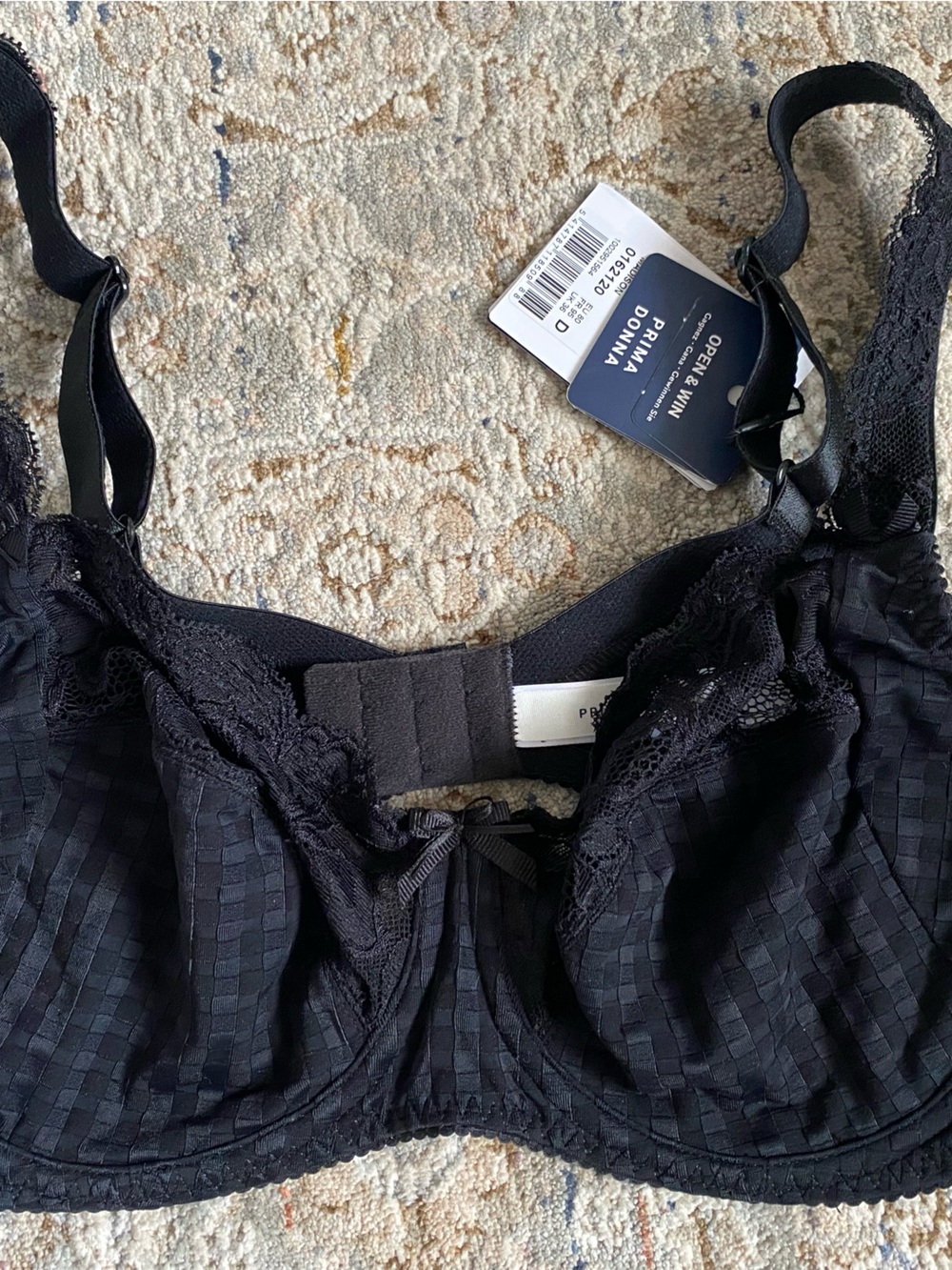 Prima Donna Madison Black with Lace Trim Bra USA 36D New